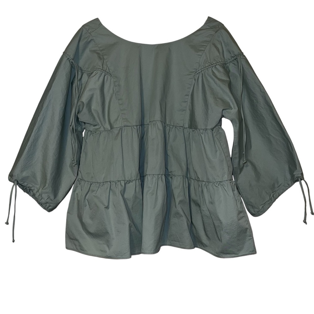 Zara Mint Green Babydoll Round Neck 3/4 Sleeve Top Sz L